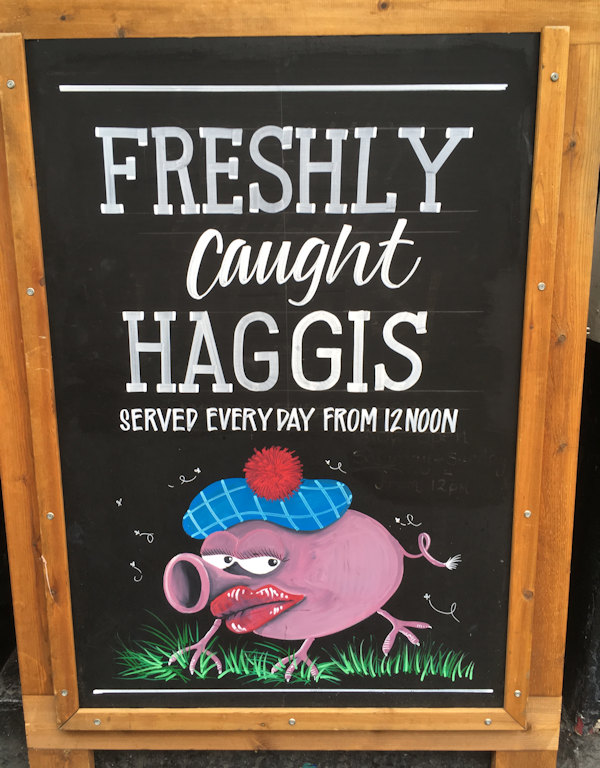 Haggis sign - Inverness pub